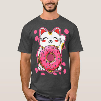 Camiseta Engraçada Rosquinha de Gato Kawaii Animas Japonesa