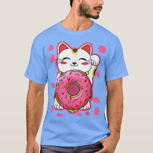 Camiseta Engraçada Rosquinha de Gato Kawaii Animas Japonesa