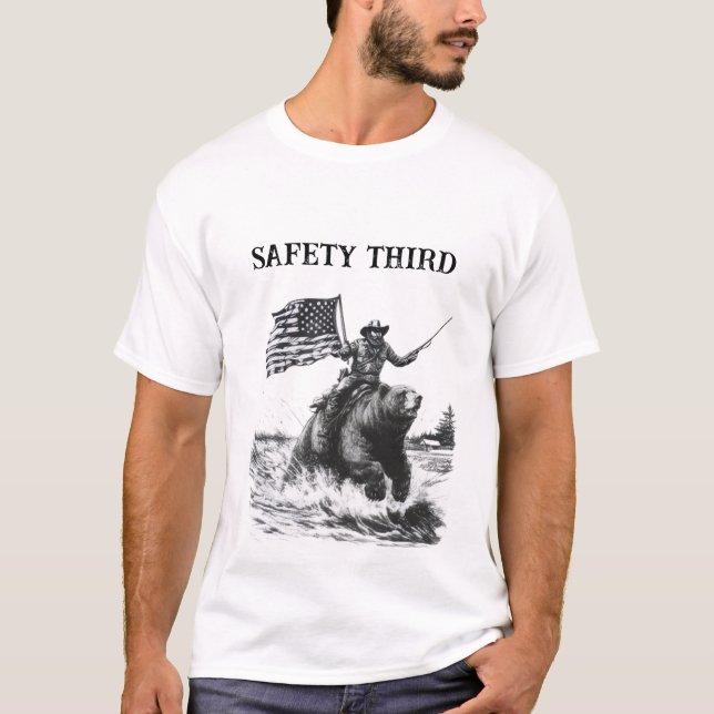 camiseta engraçada safety third (Frente)