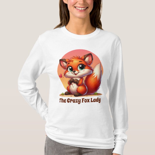 Camiseta Engraçada senhora de raposa (Frente)