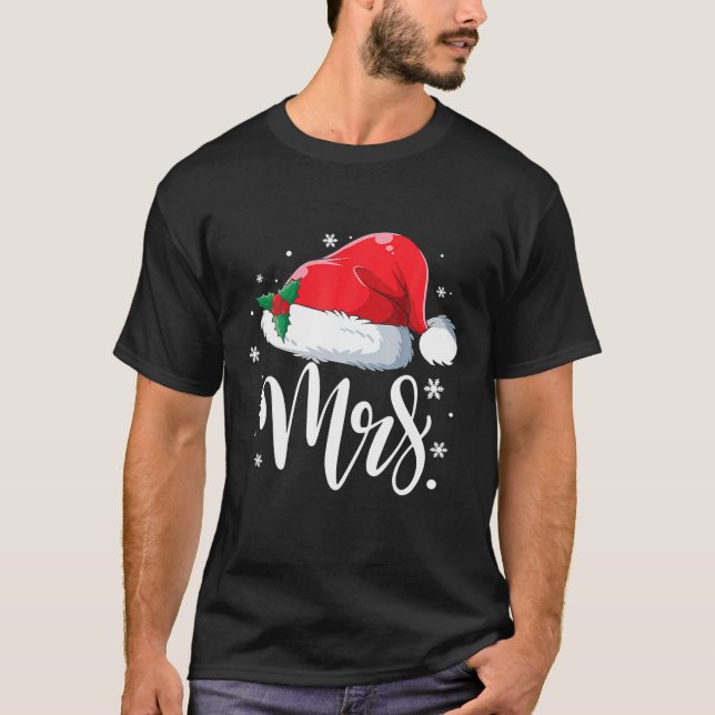 Camiseta Engraçada Sra. Claus Papai noel Casal de Natal de  (Frente)
