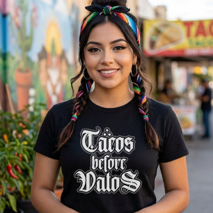 Camiseta engraçada 'Tacos antes de Vatos'