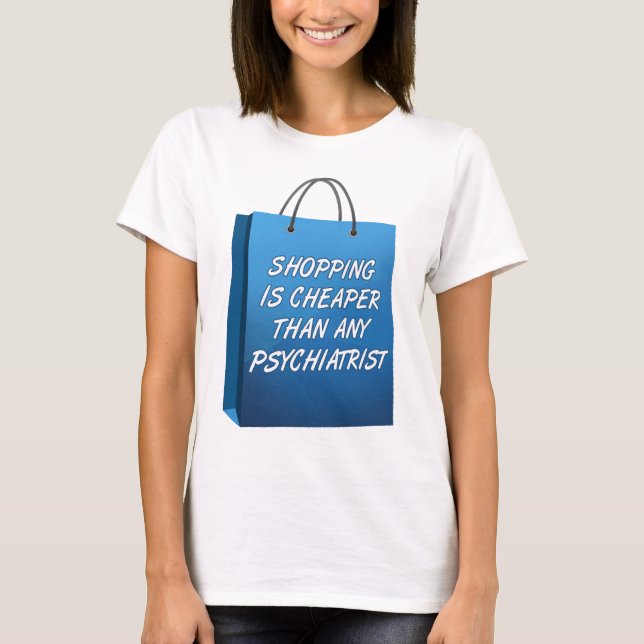 Camiseta engraçada terapia de compras (Frente)