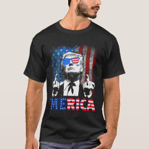 Camiseta engraçada Trump 4 de julho Merica bandeir