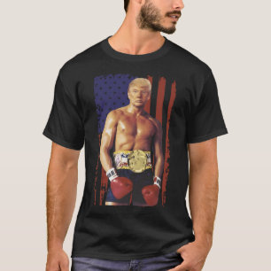 Camiseta Engraçada Trump Rocky Boxer Memer Boxer USA Flag P