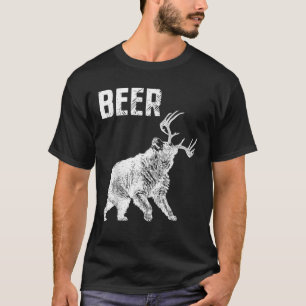Camiseta Engraçada Urso de Cerveja Caçadora de Veados Bebid