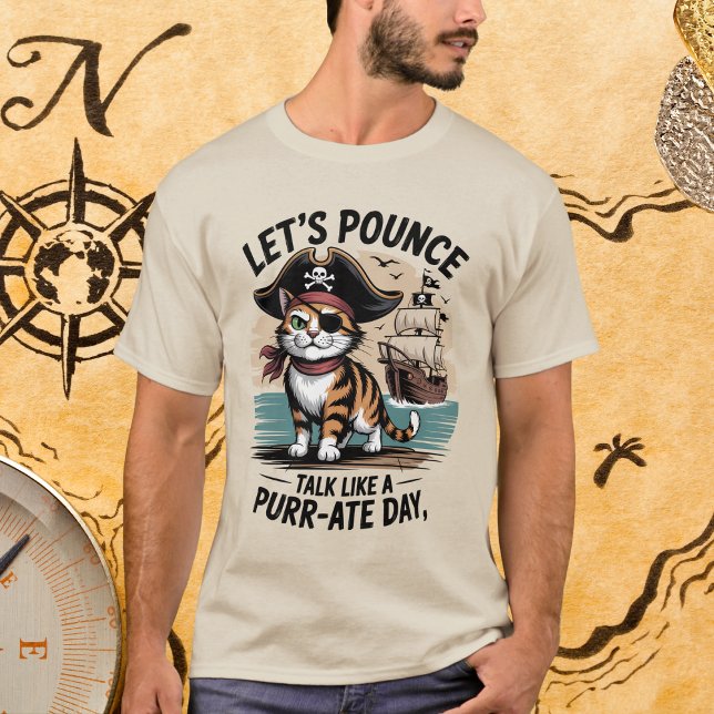 Camiseta Engraçada, Vamos De Gato Pirata, Fala Como Um Purr (Criador carregado)