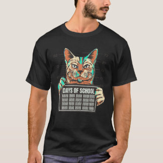 Camiseta Engraçado 100 dias de SChool Cat 100º Dia da Escol