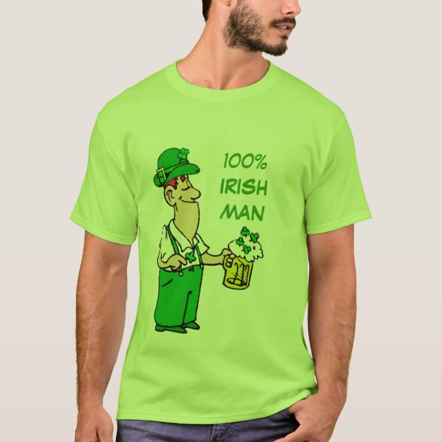 Camiseta Engraçado 100% IRLANDÊS (Frente)