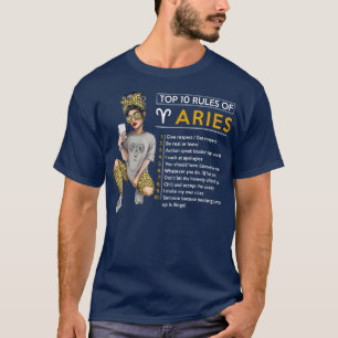 Camiseta Engraçado 10 Regras De Aries Sinal Zodíaco Horoscó