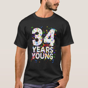 Camiseta Engraçado 34 Anos Jovem Feliz 34 De Aniversário Pa