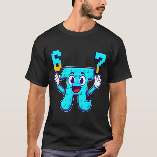 Camiseta Engraçado 3.14 6 7 meme matemática nerd genz brain (Frente)