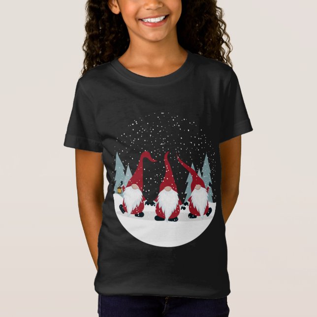 Camiseta Engraçado 3 Gnomos Nórdicos Festa de Natal em Suec (Frente)