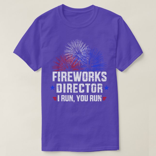 Camiseta Engraçado 4º de julho Diretor do Fireworks Eu o ad (Frente do Design)