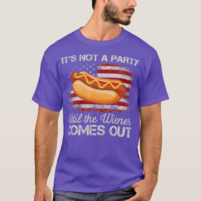 Camiseta Engraçado 4º de julho, Festa quente de Cachorro Sa (Frente)