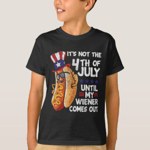 Camiseta Engraçado 4º De Julho O Quente-Canino Sai Do Par D