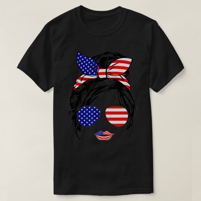 Camiseta Engraçado 4º De Julho Patriótico Bandeira American (Frente do Design)