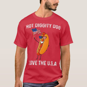 Camiseta Engraçado 4º. dia 4 de julho Cachorro Quente Ado