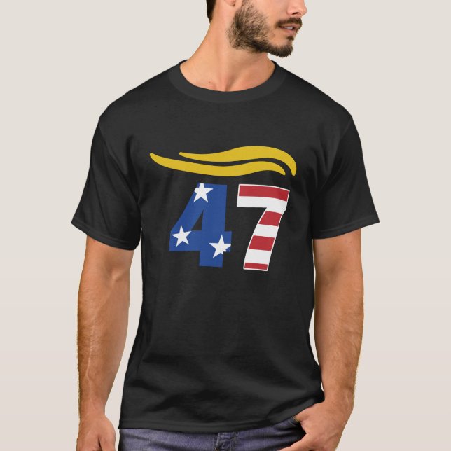 Camiseta Engraçado 47 Cabelo de Trump (Frente)