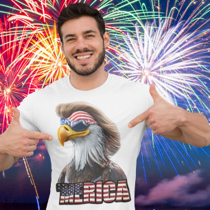 Camiseta Engraçado 4 de julho: American Bald Eagle e Mullet