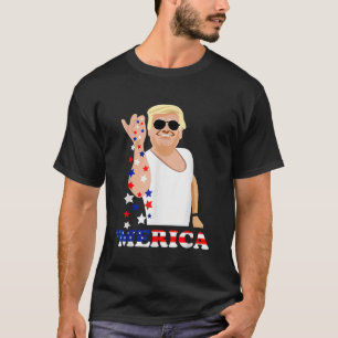 Camiseta Engraçado 4 de julho bandeira americana Trump Meri