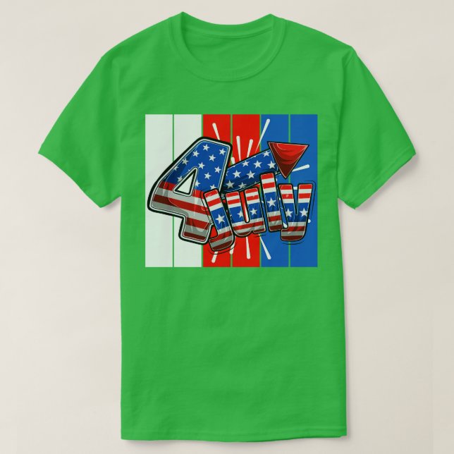 Camiseta Engraçado 4 De Julho De 2021 O Patriótico Dos EUA (Frente do Design)