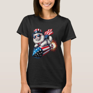 Camiseta Engraçado 4 De Julho De Foguete Patriótico Com Fog