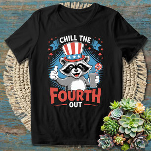 Camiseta Engraçado 4 de julho Enche o Quarto Raccoon