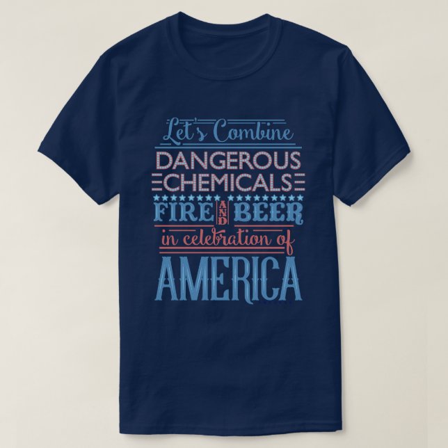 Camiseta Engraçado 4 de julho Fogo de Independência Cerveja (Frente do Design)