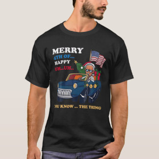 Camiseta Engraçado 4 De Julho Joe Biden Confusa Feliz Happy