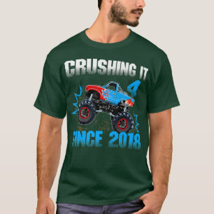 Camiseta Engraçado 4 Esmagando Desde 2018 Monster Truck 4 B