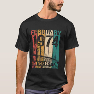 Camiseta Engraçado 50 anos Fevereiro de 1974 Retro 50º Nasc