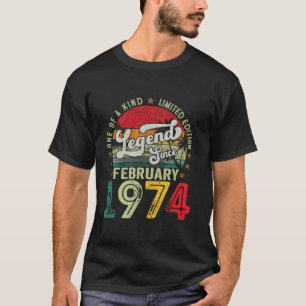 Camiseta Engraçado 50 anos Fevereiro de 1974 Retro 50º Nasc