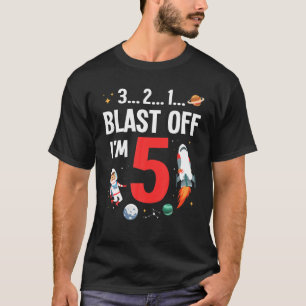 Camiseta Engraçado 5 Birthday Gift Boys 5 Anos Outer Spa