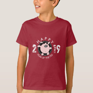Camiseta Engraçado 5 Cartões do Ano de Porco Personalizad