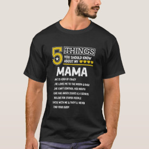 Camiseta Engraçado 5 Coisas Que Mamãe Legal Festa de Corres