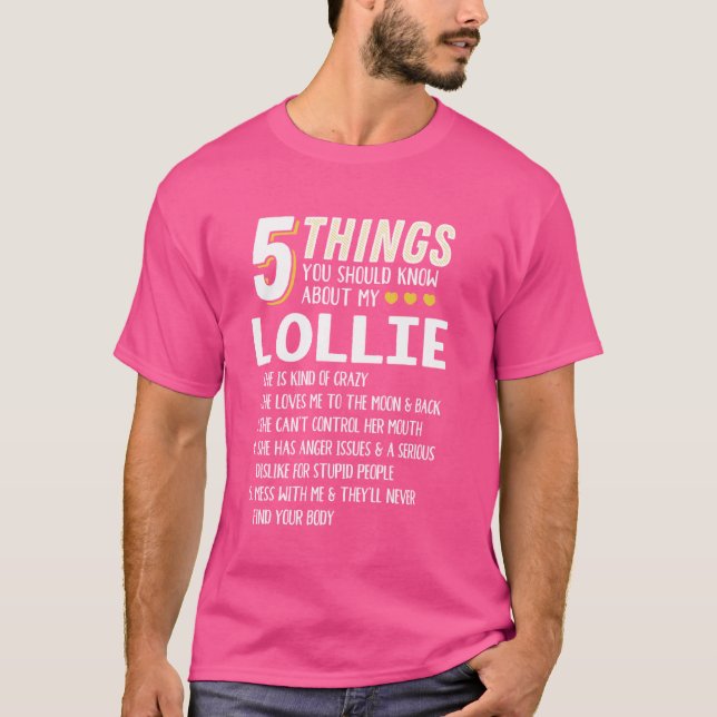 Camiseta Engraçado 5 Coisas Que Vovó Lollie Deu Ideia (Frente)