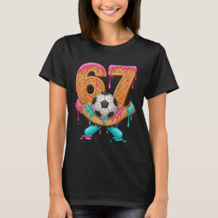 Camiseta Engraçado 67 Futebol Gotejamento Número 67 Futebol