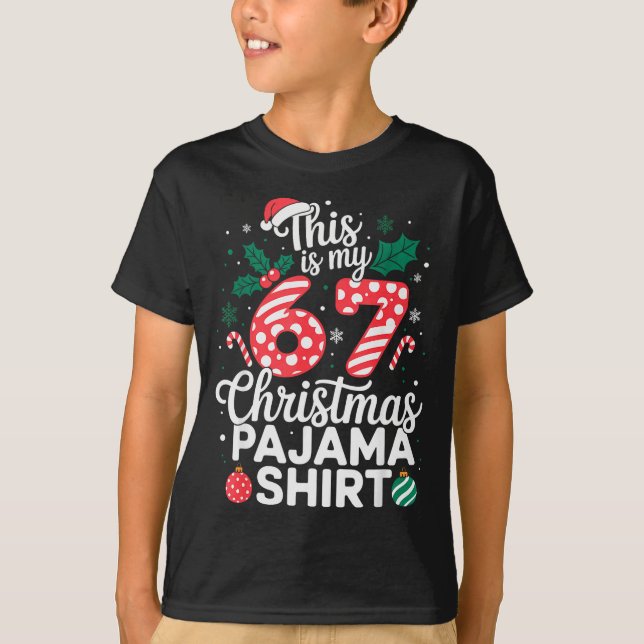 Camiseta Engraçado 67 Seis Sete Meme Brainrot Cringe Natal  (Frente)