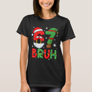 Camiseta Engraçado 6 7 Seis Sete Bruh Meme Natal Papai Noel