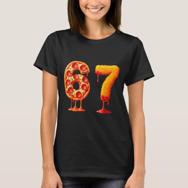 Camiseta Engraçado 6 7 Zza Nugget Meme Seis Sete 67 Amantes (Frente)