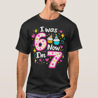 Camiseta Engraçado 7 Anos de Idade Aniversário Eu Era 6 Ago