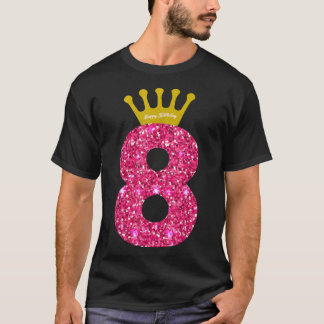 Camiseta Engraçado 8ª Festa Número de Raparigas de 8 Anos 8