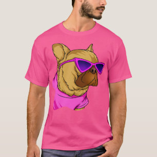 Camiseta Engraçado 90s Vibe Pug Vestindo óculos escuros cor