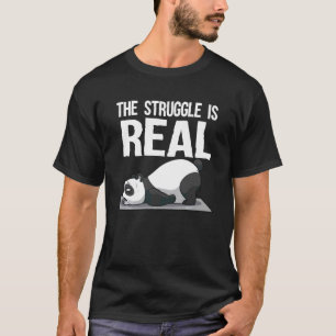 Camiseta Engraçado A Luta É Real Panda Fofo Yoga Homens Mul