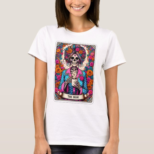 Camiseta Engraçado A Mãe Skeleton Tarot (Frente)