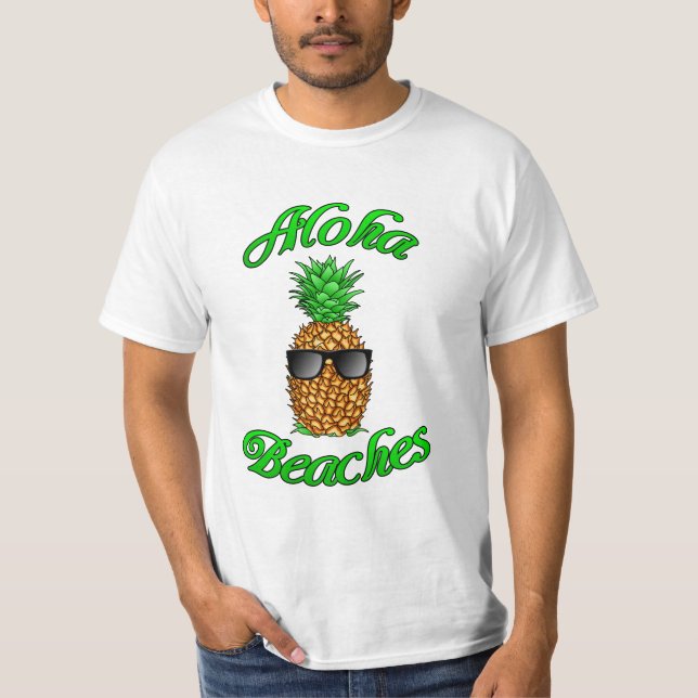 Camiseta Engraçado abacaxi havaiano Aloha praias (Frente)