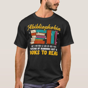 Camiseta Engraçado Abibliofobia Definição Amor a Ler Livro