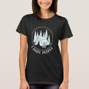 Camiseta Engraçado Acampamento Ao Ar Exterior Eu Odeio Pess
