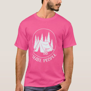 Camiseta Engraçado Acampamento Ao Ar Exterior Eu Odeio Pess